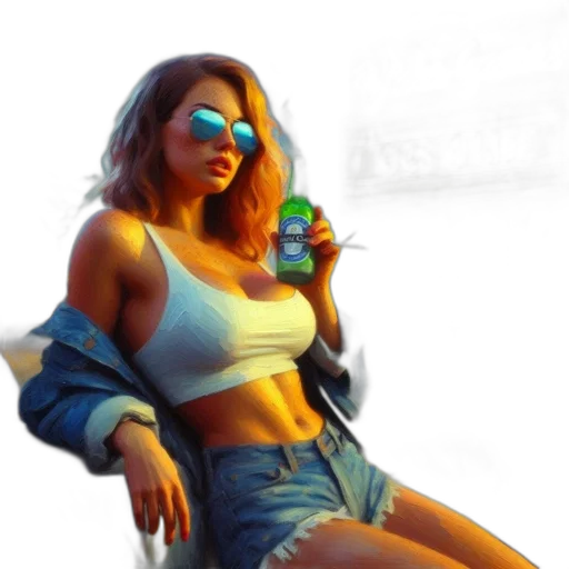 bottle, jacket, photorealistic, oil painting transparent PNG cut-out