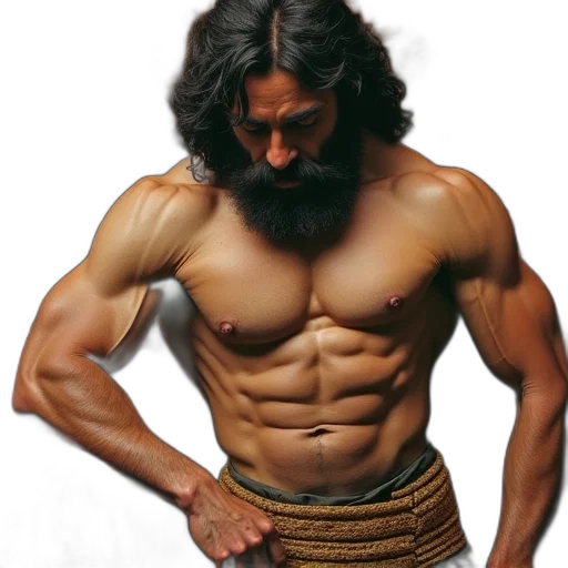 photorealistic, oil painting, samson, delilah transparent PNG cut-out