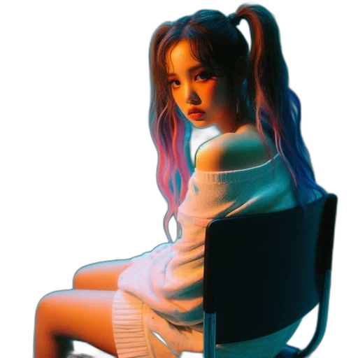 dress, hair, vaporwave, concept art transparent PNG cut-out