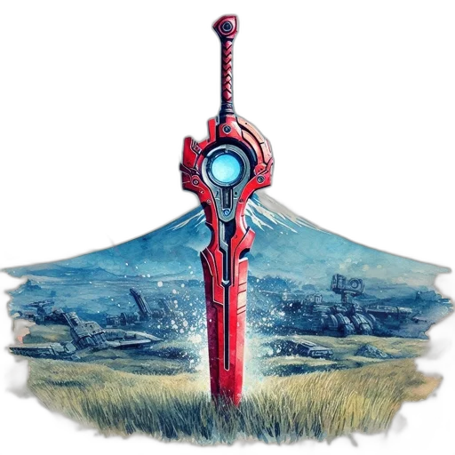 sword, weapon, staff, robot transparent PNG cut-out