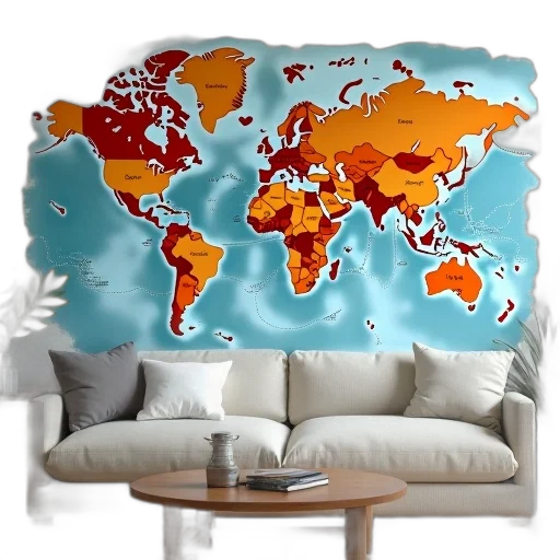 furniture, 3d render, earth tones, colorful transparent PNG cut-out