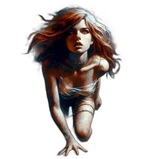 hair, face, dress, comic book art transparent PNG cut-out