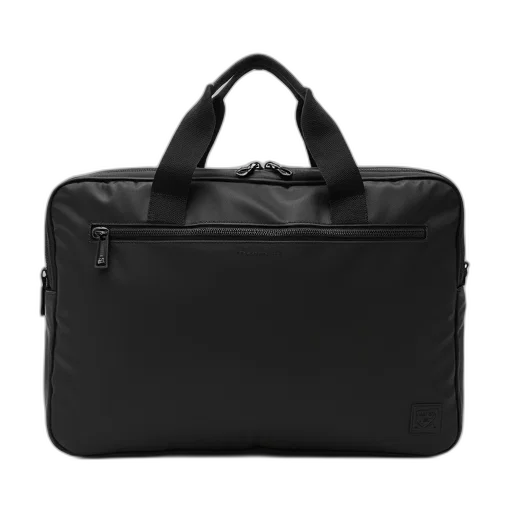 black, rectangular, soft-sided, briefcase transparent PNG cut-out