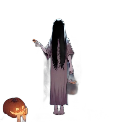 dress, creature, hair, staff transparent PNG cut-out