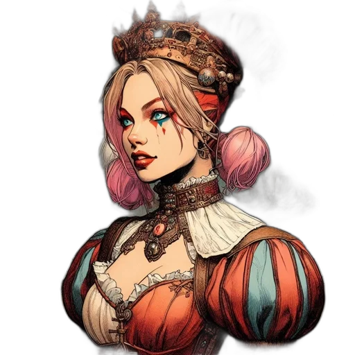 crown, dress, face, staff transparent PNG cut-out