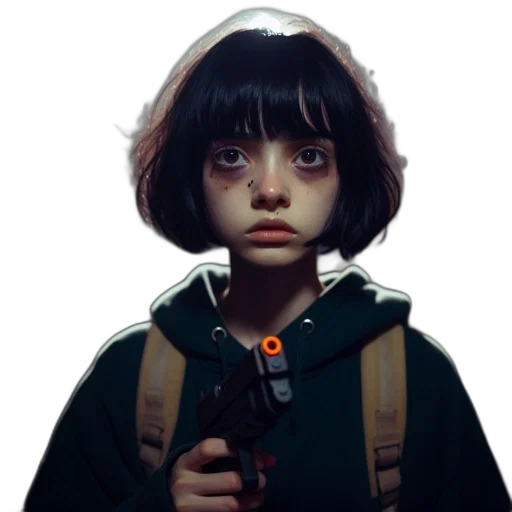 jacket, face, robot, weapon transparent PNG cut-out