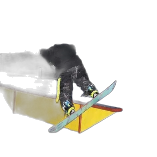 3d render, concept art, snowboarder, black transparent PNG cut-out