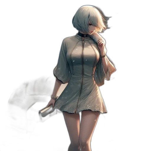 dress, hat, jacket, staff transparent PNG cut-out