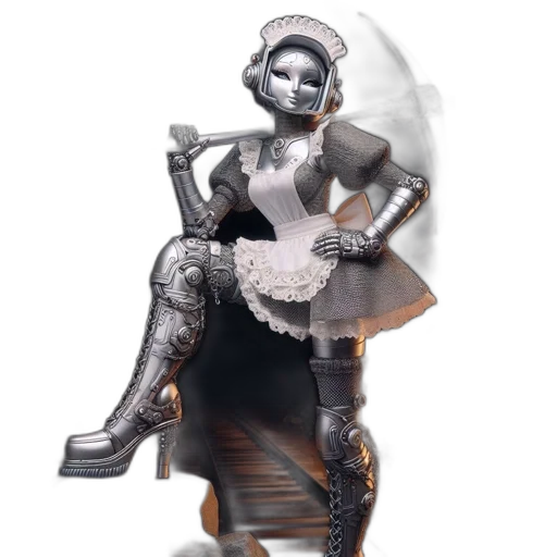 robot, dress, staff, weapon transparent PNG cut-out