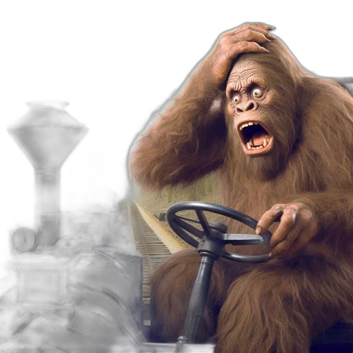 photorealistic, concept art, bigfoot, aboard transparent PNG cut-out