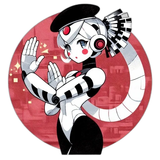 robot, staff, pixel art, cartoon transparent PNG cut-out