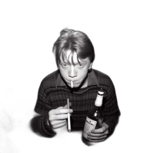 bottle, jacket, face, weapon transparent PNG cut-out