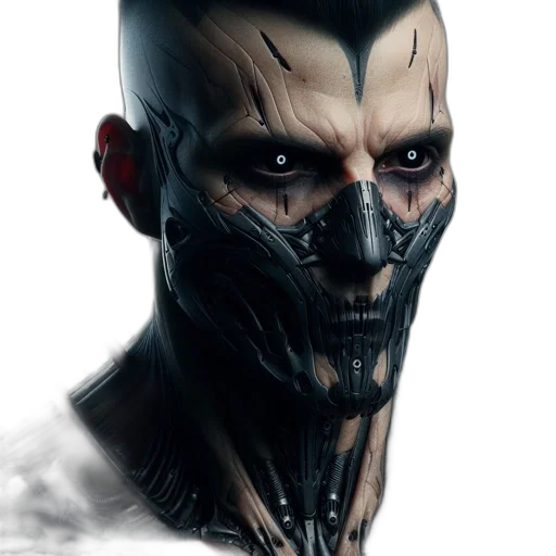 face, robot, mask, cyberpunk transparent PNG cut-out