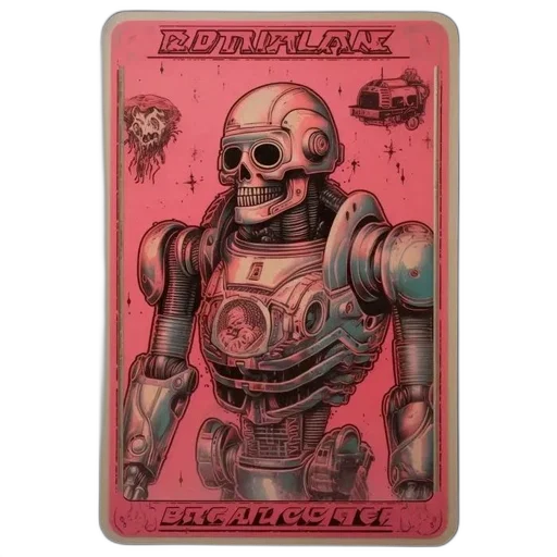 robot, cyberpunk, comic book art, vaporwave transparent PNG cut-out