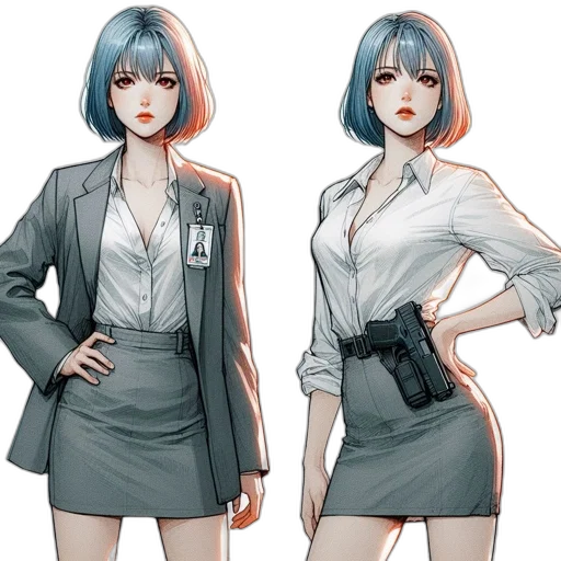 jacket, dress, staff, concept art transparent PNG cut-out
