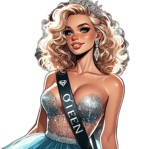 dress, crown, jewelry, cartoon transparent PNG cut-out