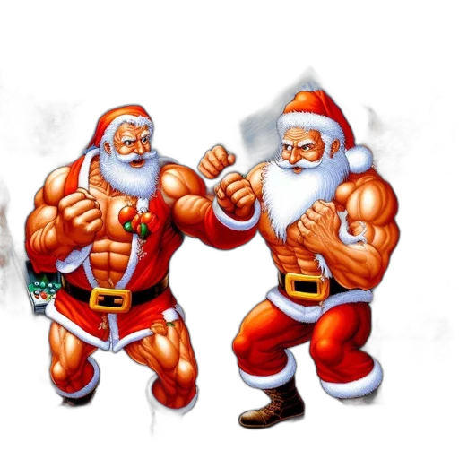 concept art, pixel art, two, santa transparent PNG cut-out