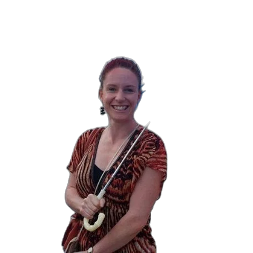 staff, woman, stands, under transparent PNG cut-out