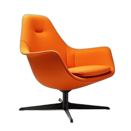 furniture, 3d render, orange, modernist transparent PNG cut-out