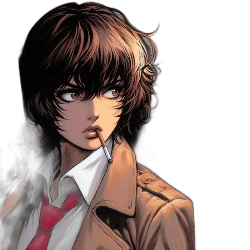 jacket, face, comic book art, anime transparent PNG cut-out