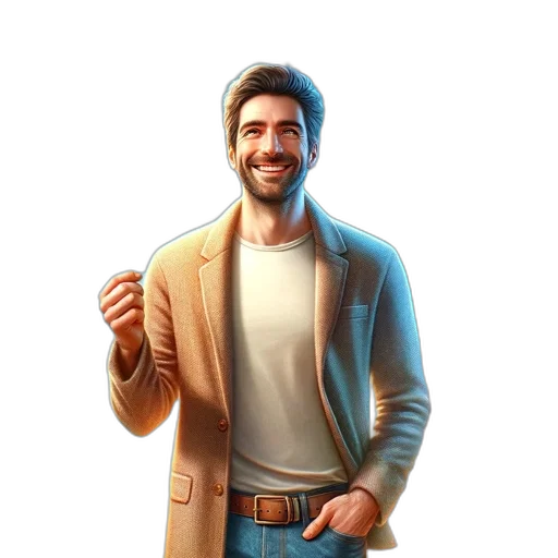 jacket, staff, concept art, 3d render transparent PNG cut-out