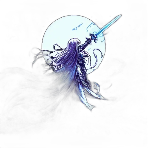 sword, hair, staff, weapon transparent PNG cut-out