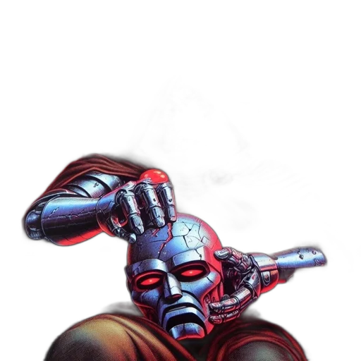 robot, mask, staff, weapon transparent PNG cut-out