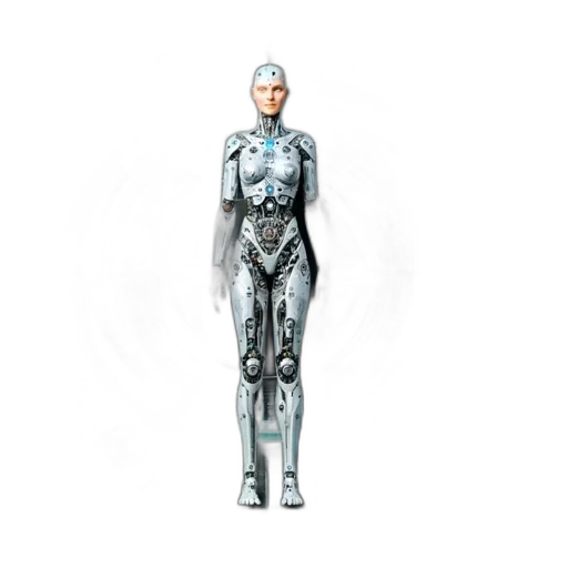robot, concept art, 3d render, cyberpunk transparent PNG cut-out