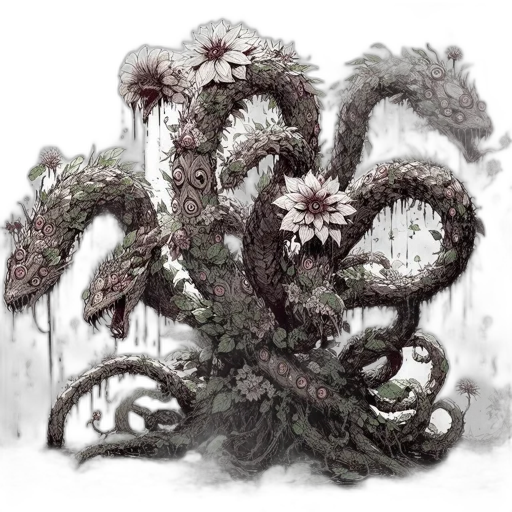 tree, creature, flower, dragon transparent PNG cut-out