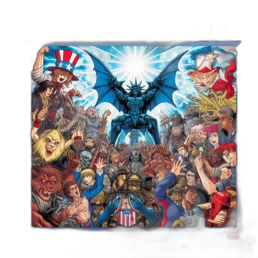 comic book art, concept art, chaotic, gathering transparent PNG cut-out