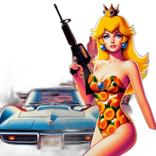 weapon, car, vaporwave, concept art transparent PNG cut-out