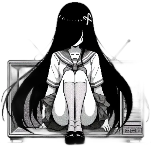 hair, dress, staff, robot transparent PNG cut-out