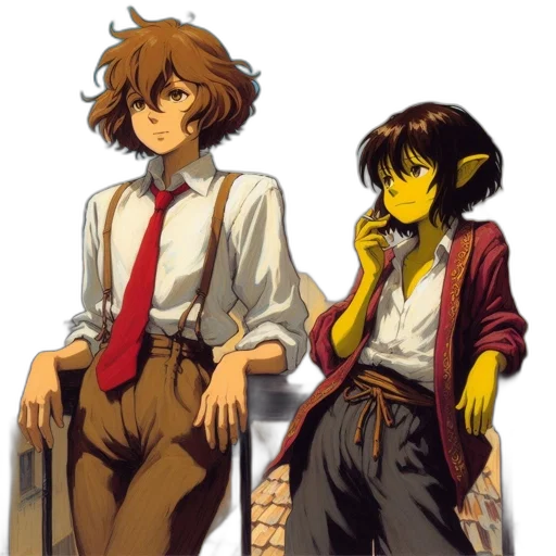 staff, concept art, anime, pixel art transparent PNG cut-out