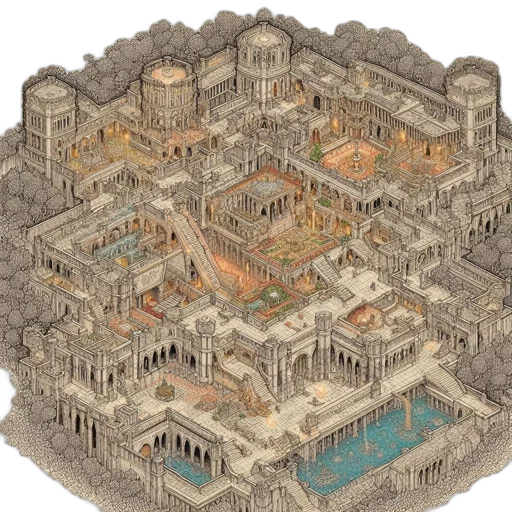 building, concept art, fantasy art, 3d render transparent PNG cut-out