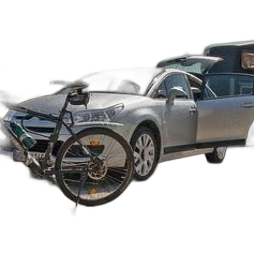 car, 3d render, bicycle, propped transparent PNG cut-out