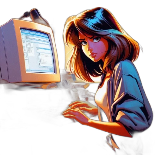 robot, comic book art, vaporwave, concept art transparent PNG cut-out