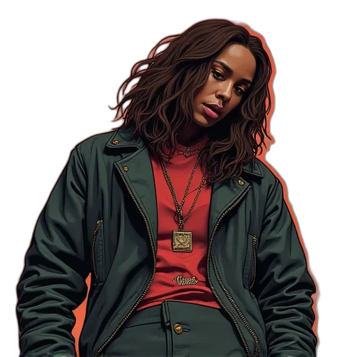 jacket, concept art, comic book art, photorealistic transparent PNG cut-out
