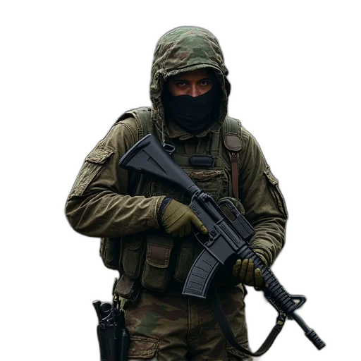 weapon, staff, mask, jacket transparent PNG cut-out