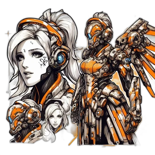 weapon, robot, staff, concept art transparent PNG cut-out