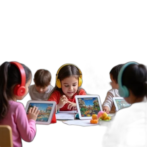 3d render, classroom, scene, children transparent PNG cut-out