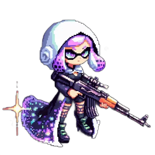 weapon, staff, animal, pixel art transparent PNG cut-out