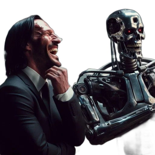 robot, concept art, man, black transparent PNG cut-out