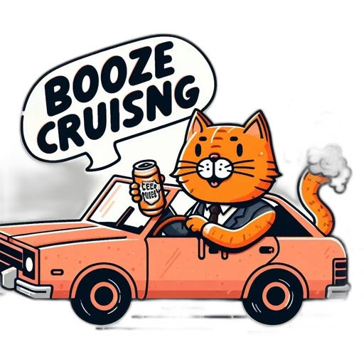 car, anthropomorphic, orange, cat transparent PNG cut-out