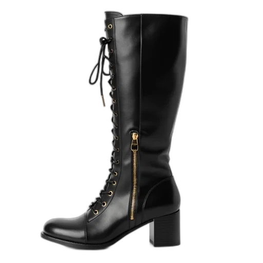 shoes, black, leather, boot transparent PNG cut-out