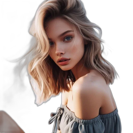 hair, face, dress, jewelry transparent PNG cut-out