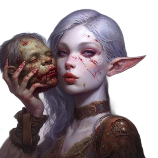 face, mask, creature, fantasy art transparent PNG cut-out