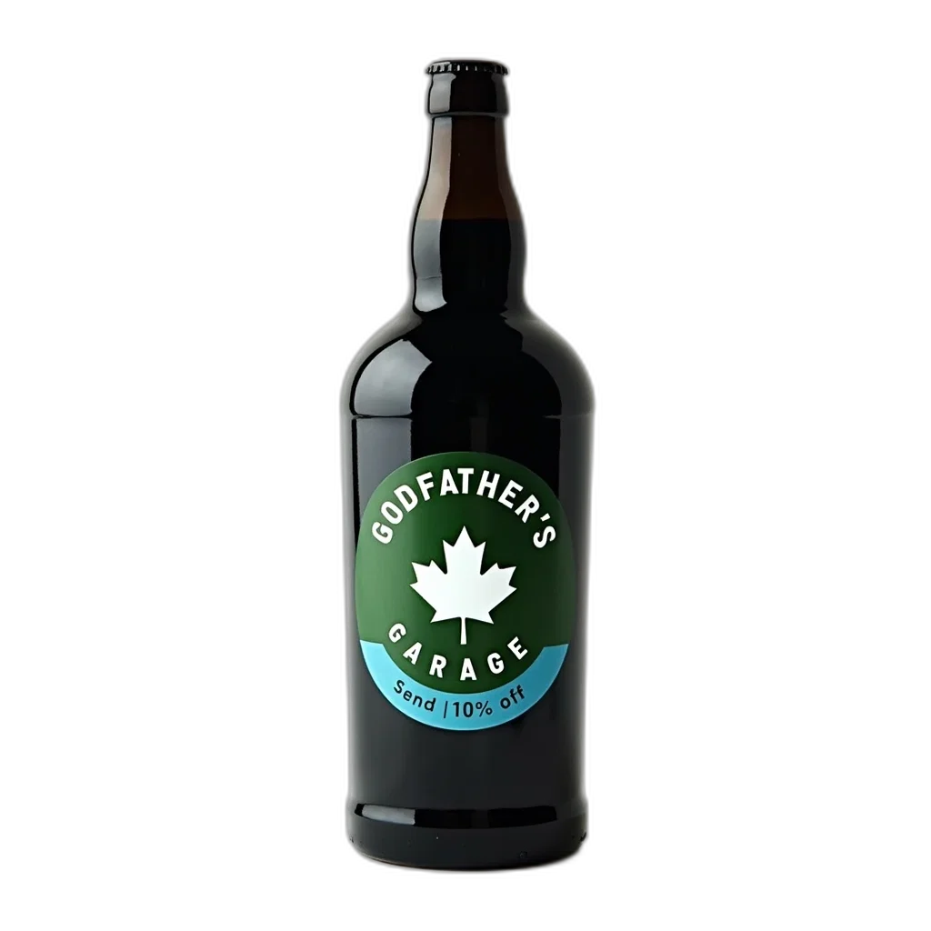 bottle, black, green, label transparent PNG cut-out