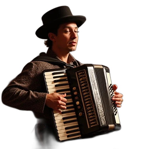 accordion, player, playing, song transparent PNG cut-out