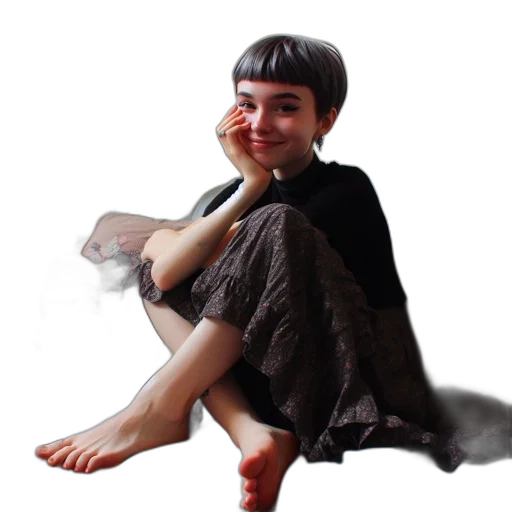 dress, creature, staff, face transparent PNG cut-out