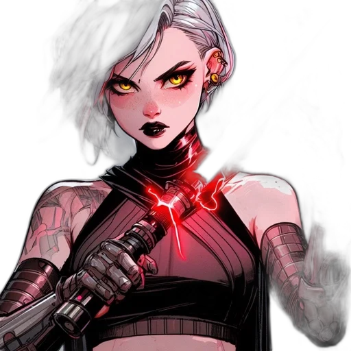 weapon, staff, comic book art, cyberpunk transparent PNG cut-out